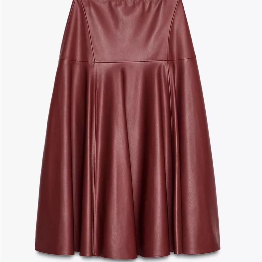 Faux Leather Midi Skirt ZW Collection - Picture 2 of 6